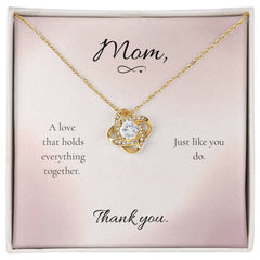 Mother's Day Love Knot Necklace with Heartfelt Message