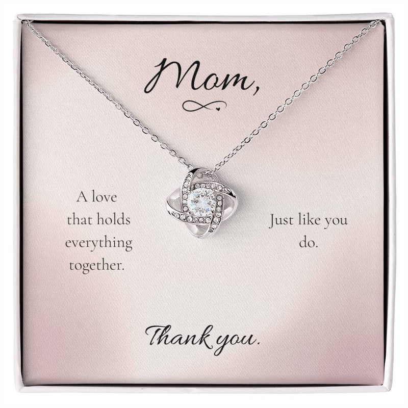 Mother's Day Love Knot Necklace with Heartfelt Message