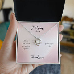 Mother's Day Love Knot Necklace with Heartfelt Message