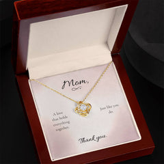 Mother's Day Love Knot Necklace with Heartfelt Message