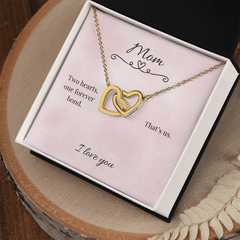 Mother's Day Interlocking Heart Necklace with heartfelt message