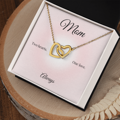Mother's Day Interlocking Heart Necklace with sweet message