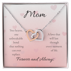 Mother's Day Interlocking Heart Necklace with Message
