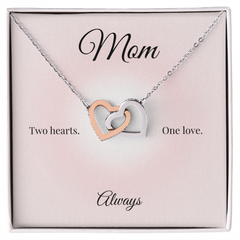 Mother's Day Interlocking Heart Necklace with sweet message