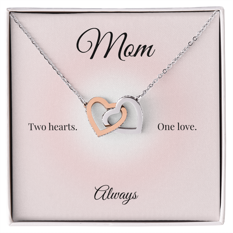 Mother's Day Interlocking Heart Necklace with sweet message
