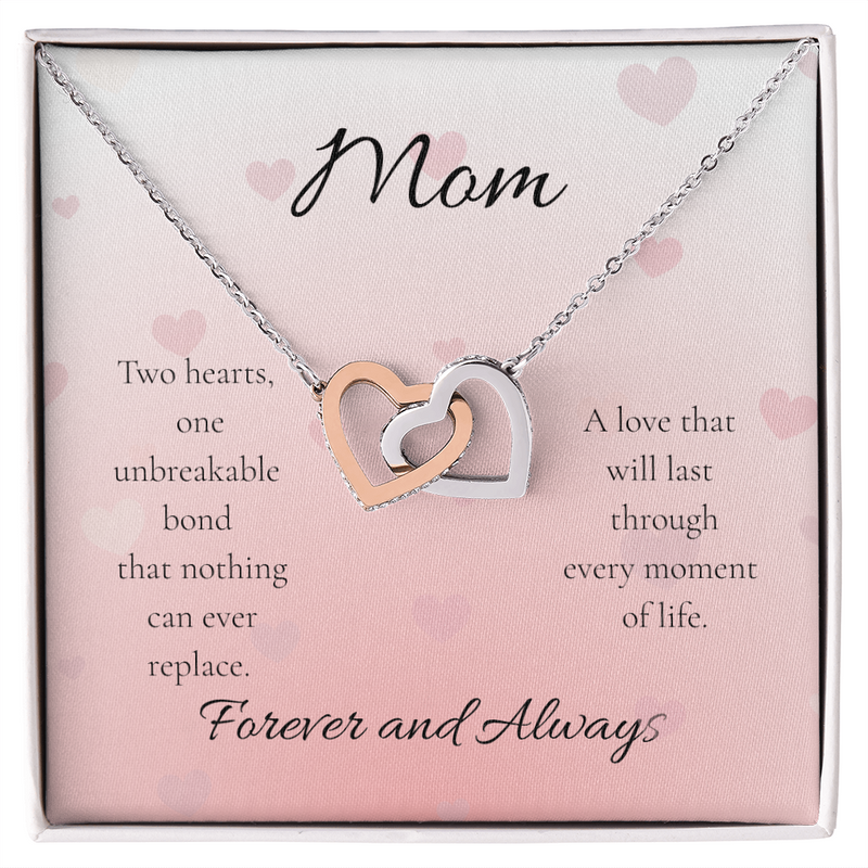 Mother's Day Interlocking Heart Necklace with Message