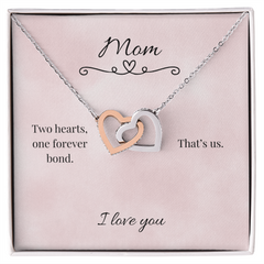 Mother's Day Interlocking Heart Necklace with heartfelt message