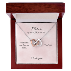 Mother's Day Interlocking Heart Necklace with heartfelt message