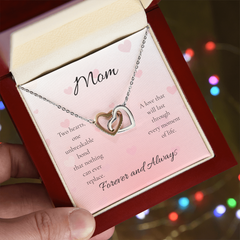 Mother's Day Interlocking Heart Necklace with Message