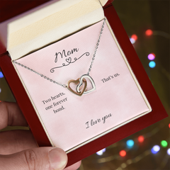 Mother's Day Interlocking Heart Necklace with heartfelt message
