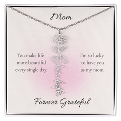 Mother's Day Flower Name Necklace Custom