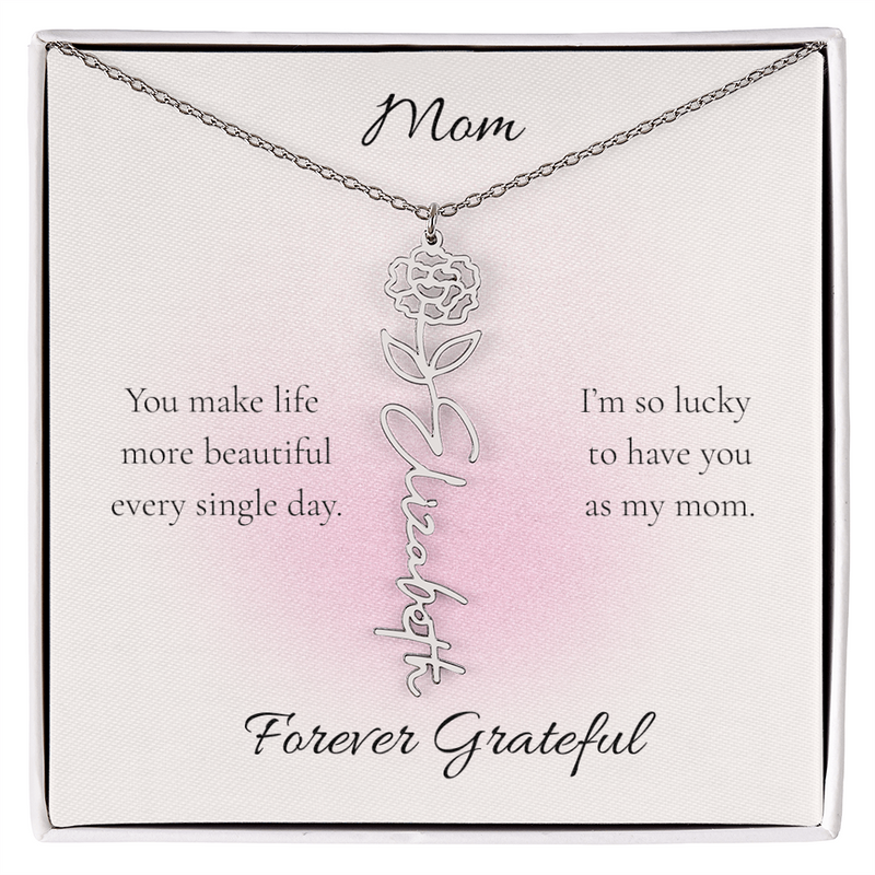 Mother's Day Flower Name Necklace Custom