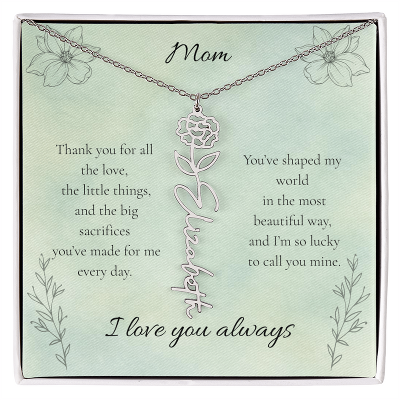Mother's Day Custom Flower Name Necklace