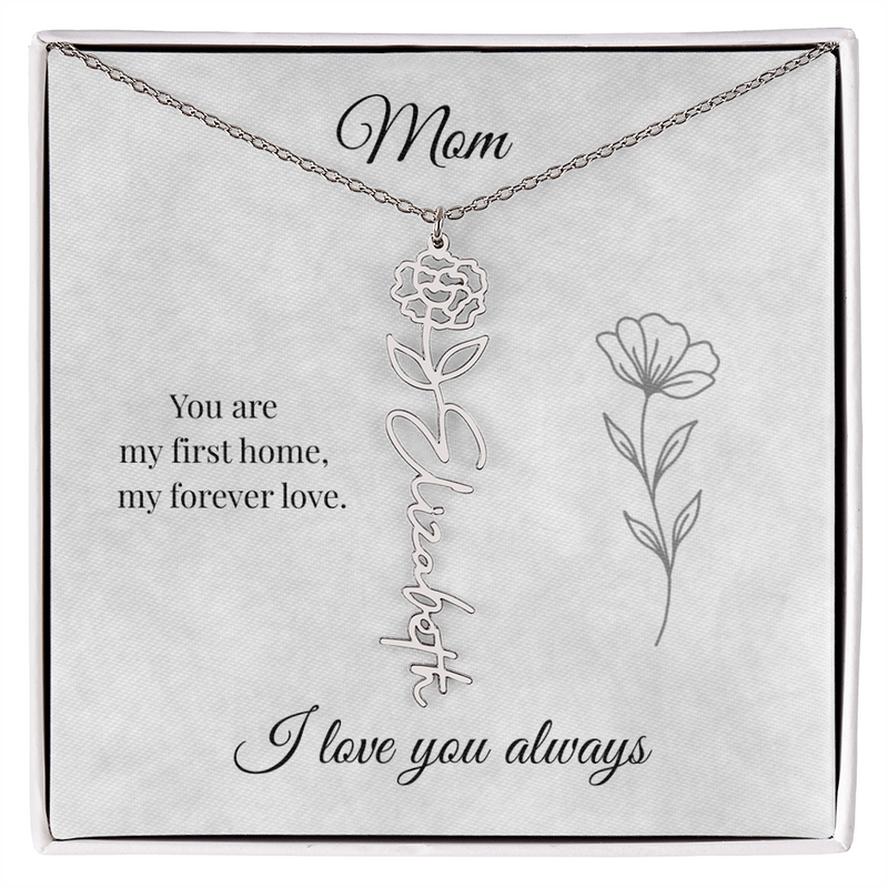 Mother's Day Flower Custom Name Necklace
