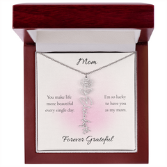 Mother's Day Flower Name Necklace Custom
