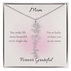 Mother's Day Flower Name Necklace Custom