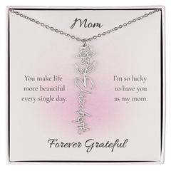 Mother's Day Flower Name Necklace Custom