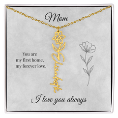 Mother's Day Flower Custom Name Necklace