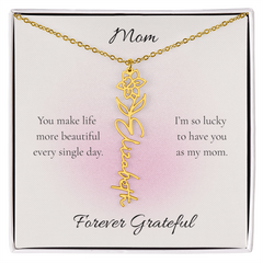 Mother's Day Flower Name Necklace Custom