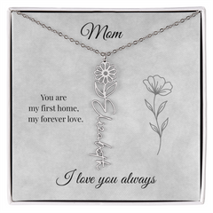 Mother's Day Flower Custom Name Necklace