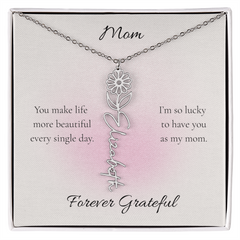 Mother's Day Flower Name Necklace Custom