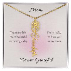 Mother's Day Flower Name Necklace Custom