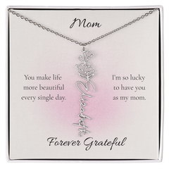 Mother's Day Flower Name Necklace Custom
