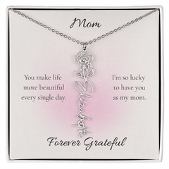 Mother's Day Flower Name Necklace Custom