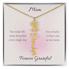 Mother's Day Flower Name Necklace Custom