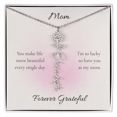 Mother's Day Flower Name Necklace Custom