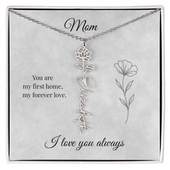 Mother's Day Flower Custom Name Necklace