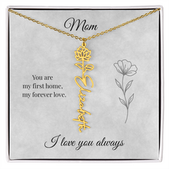 Mother's Day Flower Custom Name Necklace