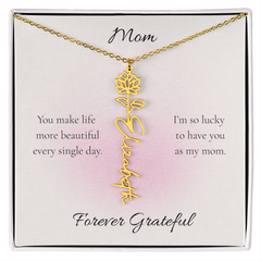 Mother's Day Flower Name Necklace Custom