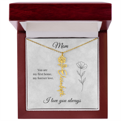 Mother's Day Flower Custom Name Necklace