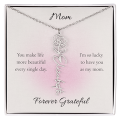 Mother's Day Flower Name Necklace Custom