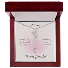 Mother's Day Flower Name Necklace Custom