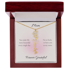 Mother's Day Flower Name Necklace Custom