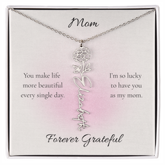 Mother's Day Flower Name Necklace Custom