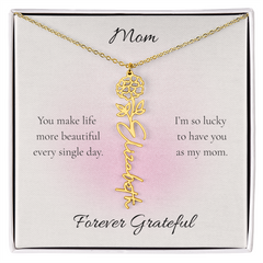 Mother's Day Flower Name Necklace Custom
