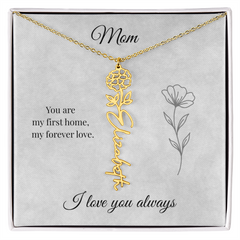 Mother's Day Flower Custom Name Necklace