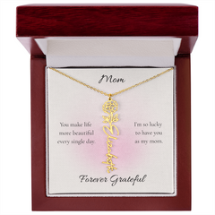 Mother's Day Flower Name Necklace Custom