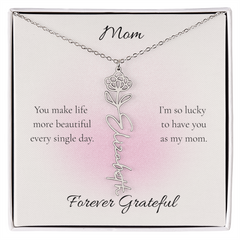 Mother's Day Flower Name Necklace Custom