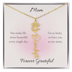 Mother's Day Flower Name Necklace Custom