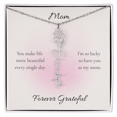 Mother's Day Flower Name Necklace Custom