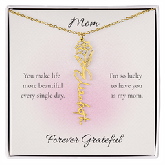 Mother's Day Flower Name Necklace Custom