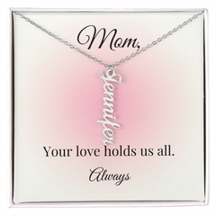 Mother's Day Custom Vertical Multi Name Necklace