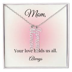 Mother's Day Custom Vertical Multi Name Necklace