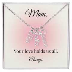 Mother's Day Custom Vertical Multi Name Necklace
