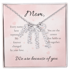 Mother's Day Custom Multi Names Vertical Necklace