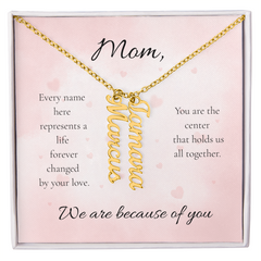 Mother's Day Custom Multi Names Vertical Necklace